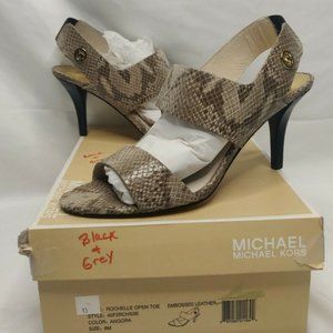 Michael Kors Rochelle Open Toe Snake Print Patent Leather 3.5" Heel Size 8M